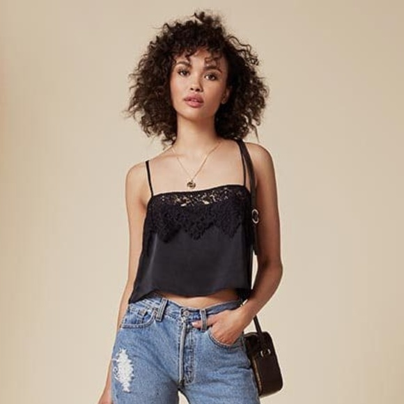 Reformation Tops - Reformation 'Faye' 100% Silk Lace-Trimmed Cami